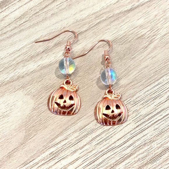 Jewelry - 188. Fall themed rose gold pumpkin earrings